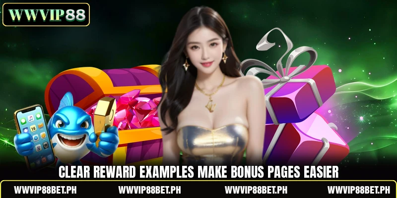 Clear reward examples make bonus pages easier Clear reward examples make bonus pages easier