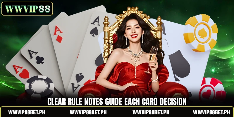 Clear rule notes guide each card decision Clear rule notes guide each card decision