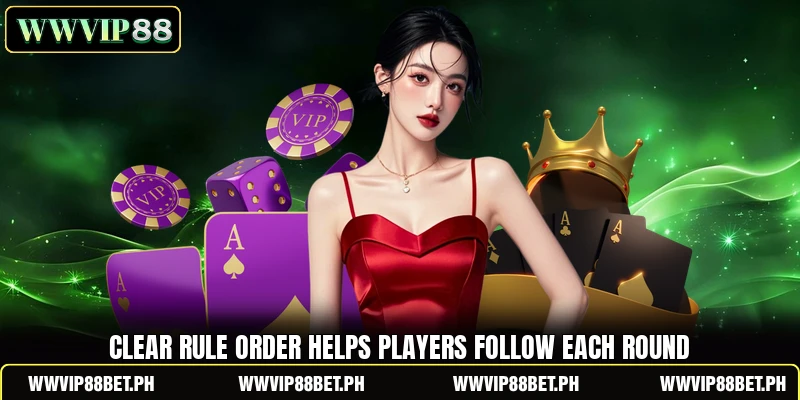 Clear rule order helps players follow each round Clear rule order helps players follow each round