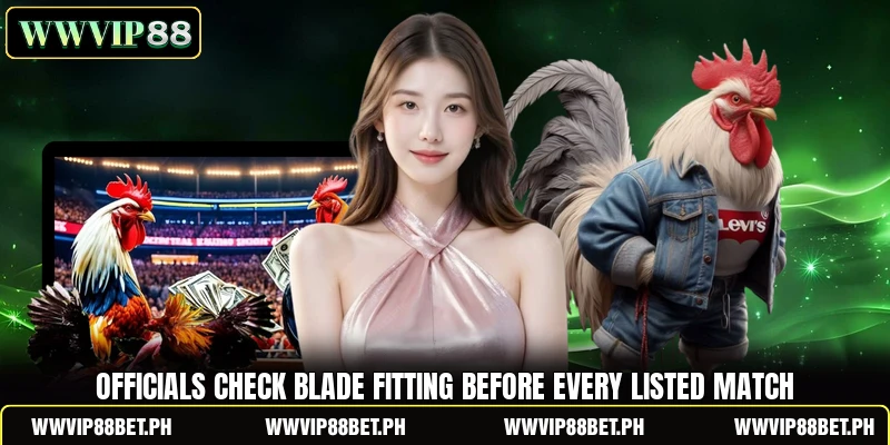 Officials check blade fitting before every listed match