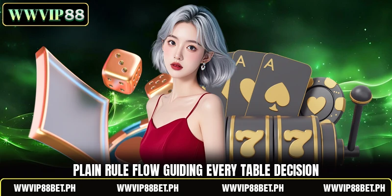 Plain rule flow guiding every table decision Plain rule flow guiding every table decision