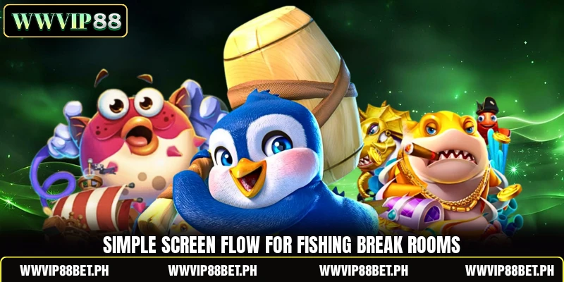 Simple screen flow for Fishing Break rooms